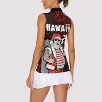 Hawaii Aloha Santa Claus Funny Polynesian Tattoo Women Sleeveless Polo Shirt Red Color LT03 - Polynesian Pride