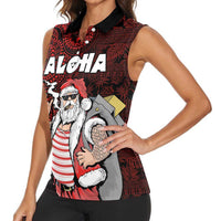 Hawaii Aloha Santa Claus Funny Polynesian Tattoo Women Sleeveless Polo Shirt Red Color LT03 - Polynesian Pride