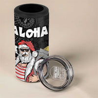 Hawaii Aloha Santa Claus Funny Polynesian Tattoo 4 in 1 Can Cooler Tumbler Black Color LT03 - Polynesian Pride