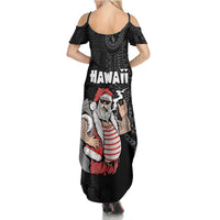 Hawaii Aloha Santa Claus Funny Polynesian Tattoo Family Matching Summer Maxi Dress and Hawaiian Shirt Black Color LT03 - Polynesian Pride