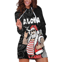 Hawaii Aloha Santa Claus Funny Polynesian Tattoo Hoodie Dress Black Color LT03 Black - Polynesian Pride