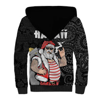 Hawaii Aloha Santa Claus Funny Polynesian Tattoo Sherpa Hoodie Black Color LT03 - Polynesian Pride