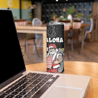 Hawaii Aloha Santa Claus Funny Polynesian Tattoo Skinny Tumbler Black Color LT03 - Polynesian Pride