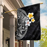 Hawaiian Hibiscus and Plumeria Polynesian Tribal Tattoo Garden Flag Black Color LT03 House Flag Black - Polynesian Pride