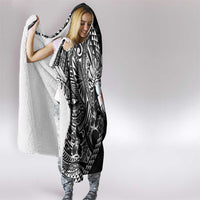 Hawaiian Hibiscus and Plumeria Polynesian Tribal Tattoo Hooded Blanket Black Color LT03 - Polynesian Pride