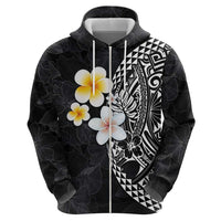 Hawaiian Hibiscus and Plumeria Polynesian Tribal Tattoo Hoodie Black Color LT03 - Polynesian Pride