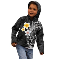 Hawaiian Hibiscus and Plumeria Polynesian Tribal Tattoo Kid Hoodie Black Color LT03 - Polynesian Pride