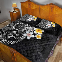 Hawaiian Hibiscus and Plumeria Polynesian Tribal Tattoo Quilt Bed Set Black Color LT03 - Polynesian Pride
