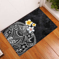 Hawaiian Hibiscus and Plumeria Polynesian Tribal Tattoo Rubber Doormat Black Color LT03 - Polynesian Pride