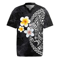 Hawaiian Hibiscus and Plumeria Polynesian Tribal Tattoo Rugby Jersey Black Color LT03 Black - Polynesian Pride