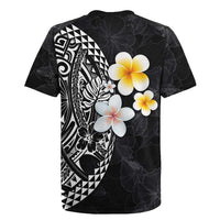 Hawaiian Hibiscus and Plumeria Polynesian Tribal Tattoo Rugby Jersey Black Color LT03 - Polynesian Pride