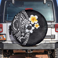 Hawaiian Hibiscus and Plumeria Polynesian Tribal Tattoo Spare Tire Cover Black Color LT03 Black - Polynesian Pride