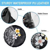 Hawaiian Hibiscus and Plumeria Polynesian Tribal Tattoo Spare Tire Cover Black Color LT03 - Polynesian Pride
