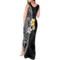 Hawaiian Hibiscus and Plumeria Polynesian Tribal Tattoo Tank Maxi Dress Black Color LT03 - Polynesian Pride