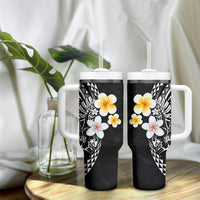 Hawaiian Hibiscus and Plumeria Polynesian Tribal Tattoo Tumbler With Handle Black Color LT03 - Polynesian Pride