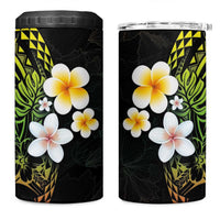 Hawaiian Hibiscus and Plumeria Polynesian Tribal Tattoo 4 in 1 Can Cooler Tumbler Reggae Color LT03 One Size: 16 oz Reggae - Polynesian Pride