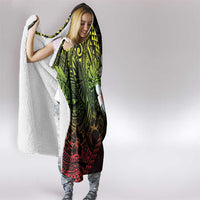Hawaiian Hibiscus and Plumeria Polynesian Tribal Tattoo Hooded Blanket Reggae Color LT03 - Polynesian Pride