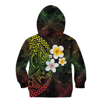 Hawaiian Hibiscus and Plumeria Polynesian Tribal Tattoo Kid Hoodie Reggae Color LT03 - Polynesian Pride