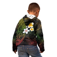 Hawaiian Hibiscus and Plumeria Polynesian Tribal Tattoo Kid Hoodie Reggae Color LT03 - Polynesian Pride