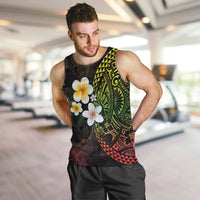 Hawaiian Hibiscus and Plumeria Polynesian Tribal Tattoo Men Tank Top Reggae Color LT03 Reggae - Polynesian Pride