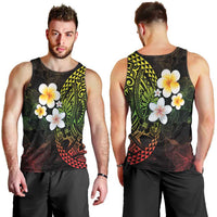 Hawaiian Hibiscus and Plumeria Polynesian Tribal Tattoo Men Tank Top Reggae Color LT03 - Polynesian Pride