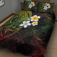 Hawaiian Hibiscus and Plumeria Polynesian Tribal Tattoo Quilt Bed Set Reggae Color LT03 - Polynesian Pride