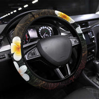 Hawaiian Hibiscus and Plumeria Polynesian Tribal Tattoo Steering Wheel Cover Reggae Color LT03 Universal Fit Reggae - Polynesian Pride