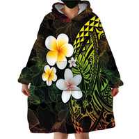 Hawaiian Hibiscus and Plumeria Polynesian Tribal Tattoo Wearable Blanket Hoodie Reggae Color LT03 - Polynesian Pride
