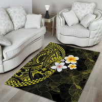 Hawaiian Hibiscus and Plumeria Polynesian Tribal Tattoo Area Rug Yellow Color LT03 - Polynesian Pride