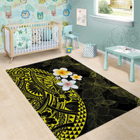 Hawaiian Hibiscus and Plumeria Polynesian Tribal Tattoo Area Rug Yellow Color LT03 - Polynesian Pride