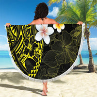 Hawaiian Hibiscus and Plumeria Polynesian Tribal Tattoo Beach Blanket Yellow Color LT03 - Polynesian Pride