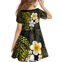 Hawaiian Hibiscus and Plumeria Polynesian Tribal Tattoo Family Matching Tank Maxi Dress and Hawaiian Shirt Yellow Color LT03 - Polynesian Pride