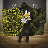 Hawaiian Hibiscus and Plumeria Polynesian Tribal Tattoo Hooded Blanket Yellow Color LT03 - Polynesian Pride