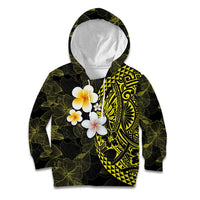 Hawaiian Hibiscus and Plumeria Polynesian Tribal Tattoo Kid Hoodie Yellow Color LT03 Hoodie Yellow - Polynesian Pride