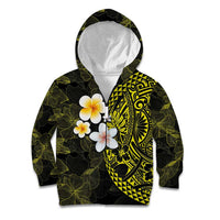 Hawaiian Hibiscus and Plumeria Polynesian Tribal Tattoo Kid Hoodie Yellow Color LT03 Zip Hoodie Yellow - Polynesian Pride