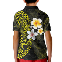 Hawaiian Hibiscus and Plumeria Polynesian Tribal Tattoo Kid Polo Shirt Yellow Color LT03 - Polynesian Pride
