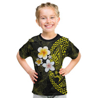 Hawaiian Hibiscus and Plumeria Polynesian Tribal Tattoo Kid T Shirt Yellow Color LT03 Yellow - Polynesian Pride