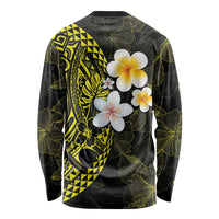 Hawaiian Hibiscus and Plumeria Polynesian Tribal Tattoo Long Sleeve Shirt Yellow Color LT03 - Polynesian Pride