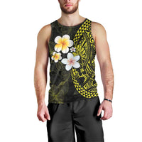 Hawaiian Hibiscus and Plumeria Polynesian Tribal Tattoo Men Tank Top Yellow Color LT03 - Polynesian Pride