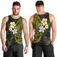 Hawaiian Hibiscus and Plumeria Polynesian Tribal Tattoo Men Tank Top Yellow Color LT03 - Polynesian Pride