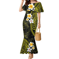Hawaiian Hibiscus and Plumeria Polynesian Tribal Tattoo Mermaid Dress Yellow Color LT03 Women Yellow - Polynesian Pride