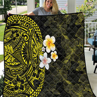 Hawaiian Hibiscus and Plumeria Polynesian Tribal Tattoo Quilt Yellow Color LT03 Yellow - Polynesian Pride