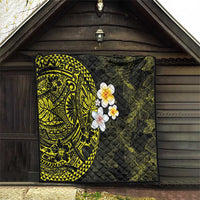 Hawaiian Hibiscus and Plumeria Polynesian Tribal Tattoo Quilt Yellow Color LT03 - Polynesian Pride