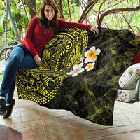 Hawaiian Hibiscus and Plumeria Polynesian Tribal Tattoo Quilt Yellow Color LT03 - Polynesian Pride