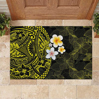 Hawaiian Hibiscus and Plumeria Polynesian Tribal Tattoo Rubber Doormat Yellow Color LT03 Yellow - Polynesian Pride