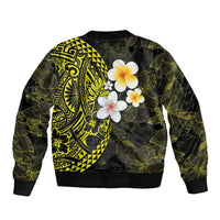 Hawaiian Hibiscus and Plumeria Polynesian Tribal Tattoo Sleeve Zip Bomber Jacket Yellow Color LT03 - Polynesian Pride