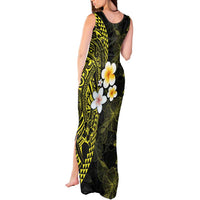 Hawaiian Hibiscus and Plumeria Polynesian Tribal Tattoo Tank Maxi Dress Yellow Color LT03 - Polynesian Pride