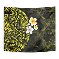 Hawaiian Hibiscus and Plumeria Polynesian Tribal Tattoo Tapestry Yellow Color LT03 - Polynesian Pride