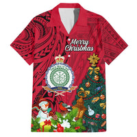 Niue Christmas Family Matching Summer Maxi Dress and Hawaiian Shirt Coat of Arms and Polynesian Tattoo Xmas Element Christmas Red Vibe LT03 Dad's Shirt - Short Sleeve Red - Polynesian Pride