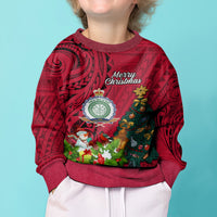 Niue Christmas Kid Ugly Christmas Sweater Coat of Arms and Polynesian Tattoo Xmas Element Christmas Red Vibe LT03 - Polynesian Pride